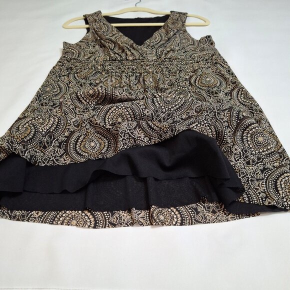 Fit & Flare Lined Netting Dress Size M Wrap Top Sleeveless Smocked Elastic Waist - Picture 9 of 15